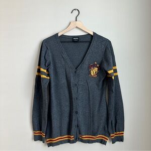 Harry Potter Gryffindor Cardigan Sweater Women’s Large Gray Crest Button Front